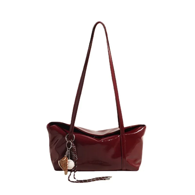 

Oil Wax Leather Flip Underarm Bag Korean Style Minimalist INS Design Casual Versatile Shoulder Bag Large Capacity Tote Bag