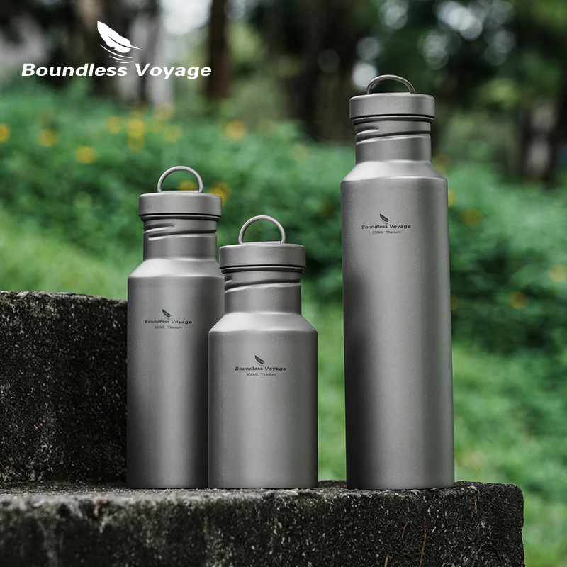 

Boundless Voyage Titanium Water Bottle Outdoor Camping Single Layer Drinking Flask Wide Mouth Leak-Proof Reusable Sport Bottle