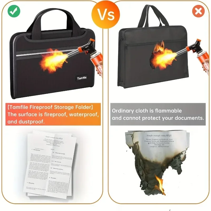 1PC 耐火防水ドキュメントオーガナイザー-13 ポケットアコーディオンフォルダー、ポータブルオフィス/仕事用収納バッグ、旅行に優しい (ブラック)