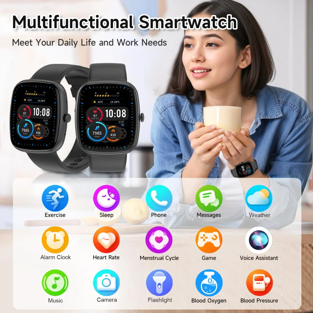 SKMEI Smart Watches 1.83 Inch Waterproof Heart Rate Sports Smartwatch For Men Women Outdoor Military Wristwatch For Android IOS