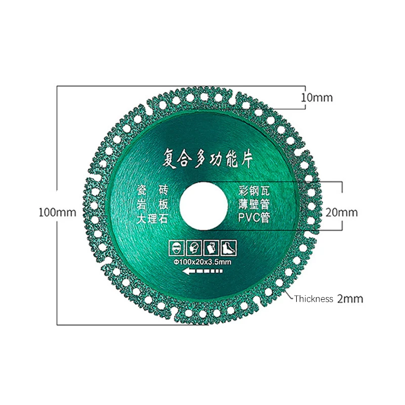 Disco da taglio per vetro per piastrelle in ceramica con lama per sega ultrasottile da 100mm per utensili per smerigliatrice angolare lama per sega da taglio multifunzionale composita