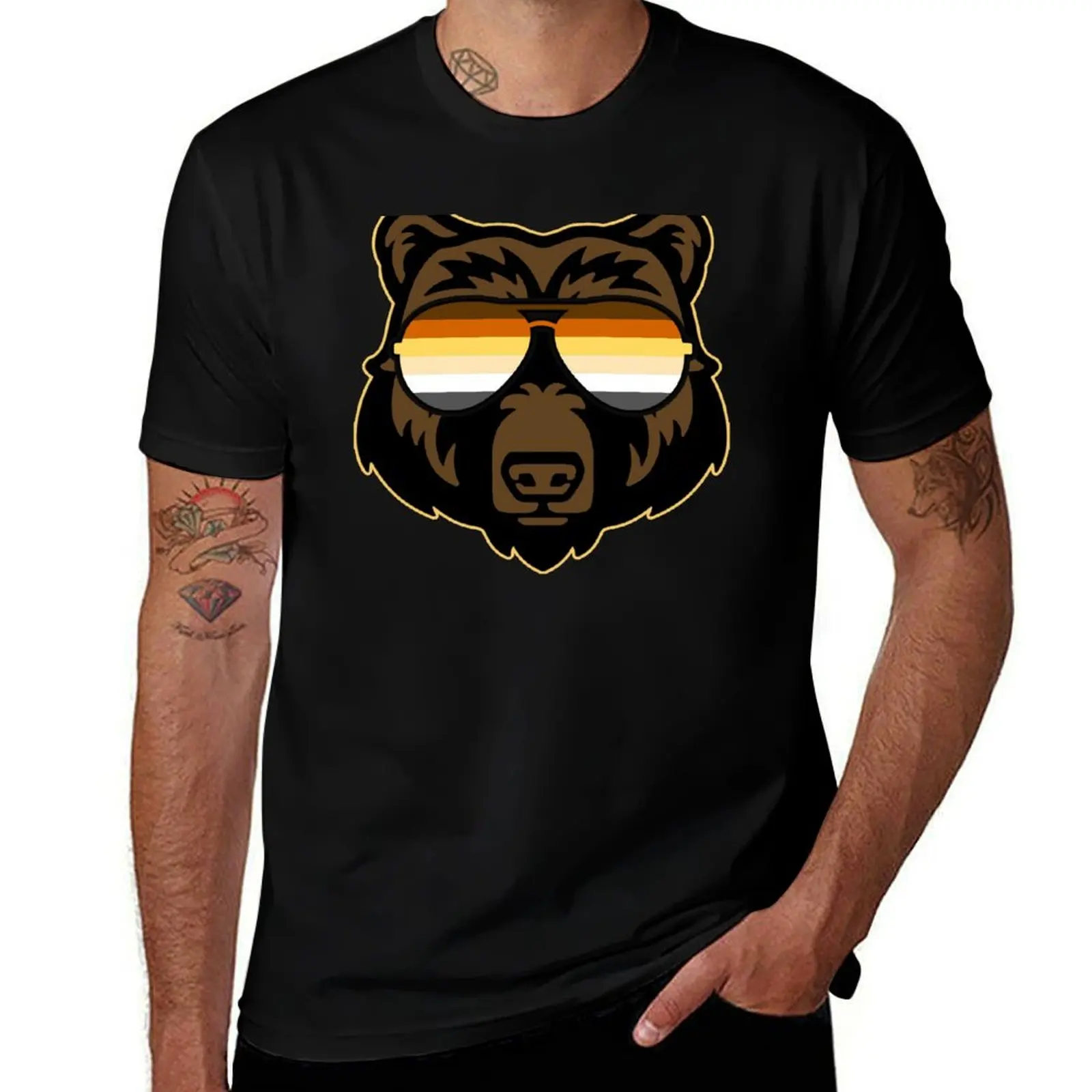 

t-shirt Gay Sunglasses shirt T-Shirt for Bear cotton Flag black Bear cotton package plain Pride man t wearing man