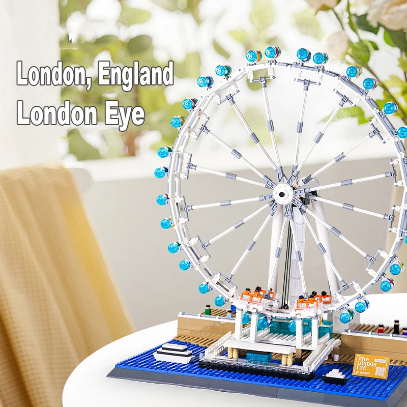 

London Skyline Ferris Wheel Building Blocks Sets – Thames Observation Spoke Model, 1528PCS DIY Desktop Decor Toys for Kids Gift