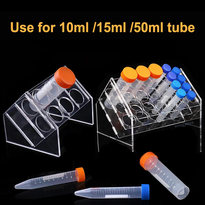 Test Tube Rack Centrifuge Tube Holder Plexiglass Rack Oblique Precipitation Tube Stand for 10ml/15ml/50ml Tubes,Dia 18mm/30mm