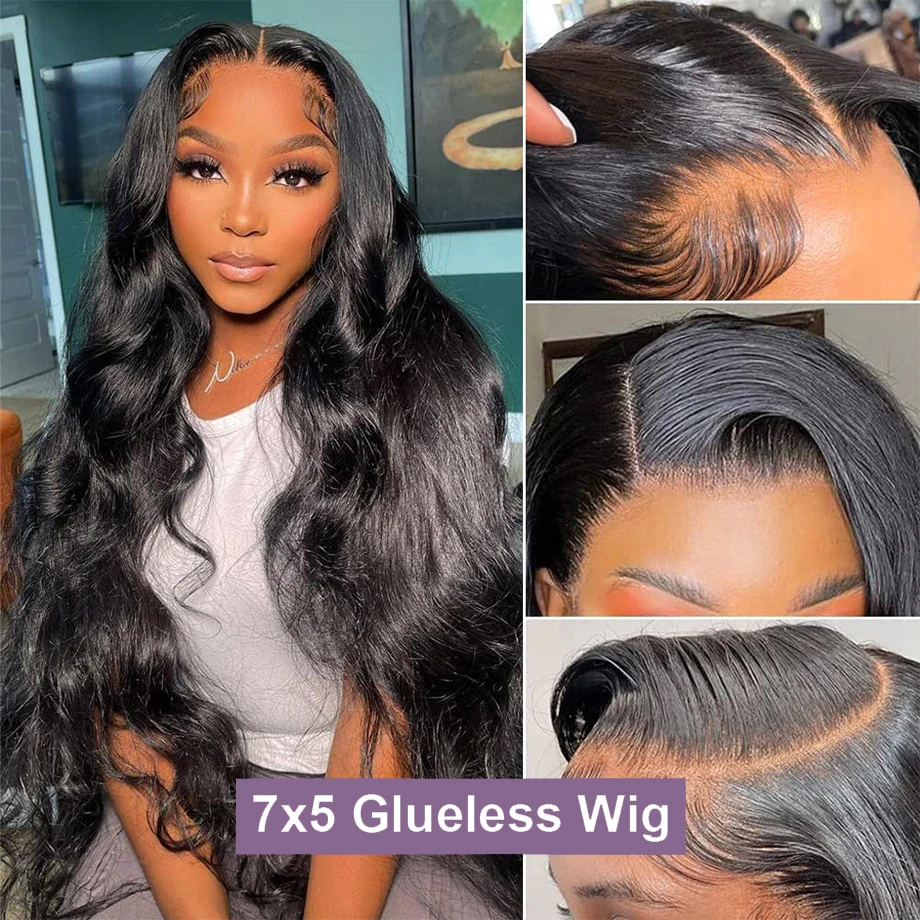 Glueless Wig 7x5 Lace Frontal Body Wave Wig Ready To Wear Preplcuked 13x4 Lace Frontal Human Hair Wigs For Women Pre Cut No Glue