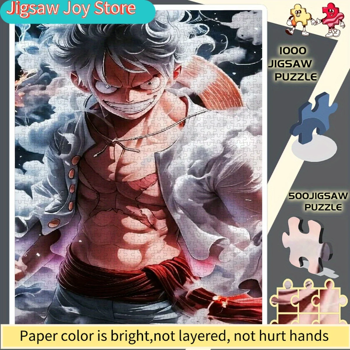 

Anime Character Puzzle Suitable for Adults & - White-Haired Male Heroes, Challenging DIY Brain with Sturdy Cardboard Pieces, A