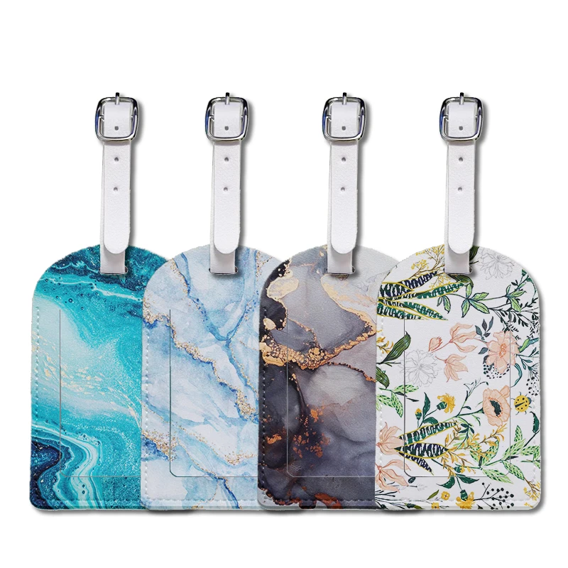 Luggage Tags with Privacy Cover PU Leather Cruise Ship Waterproof Tag Colorful Mandala Suitcase Tags for Men Kids Women