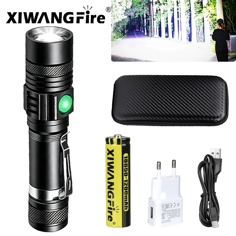 Outdoor Tactical Zoom Camping Waterproof Flash Light Aluminum Alloy Portable Torch Powerful LED Flashlight USB ReChargeable