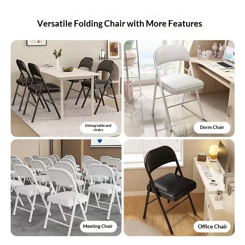 Portable Folding Dining Chair Stool Lightweight Compact Space Saving No Assembly Kitchen Home Office Dorm Conference Furniture image 4