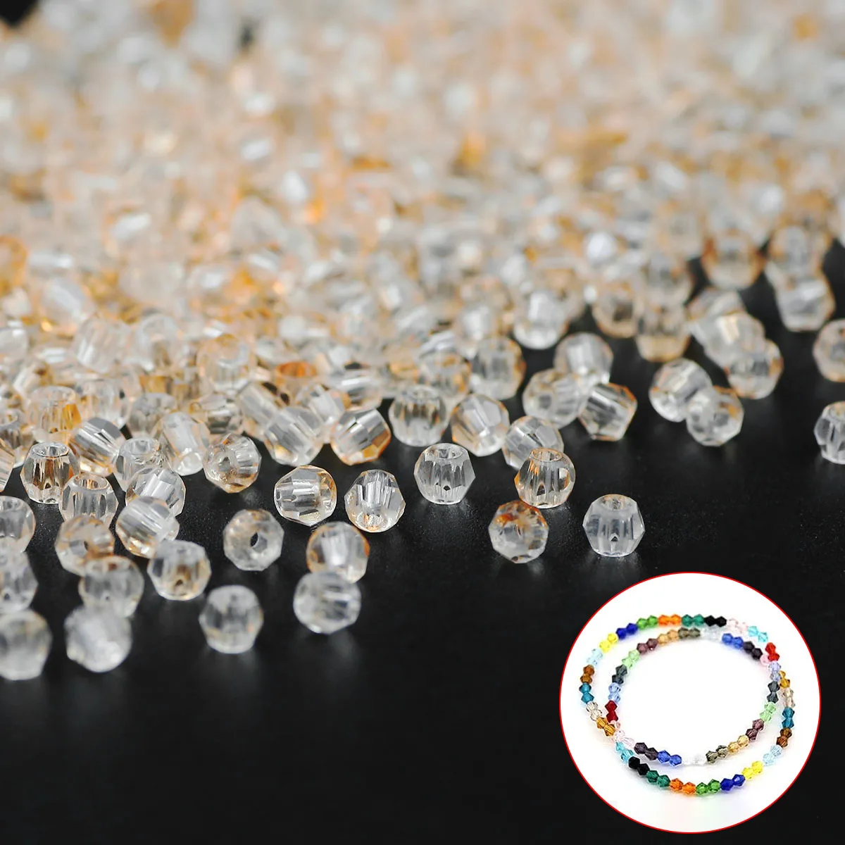 Orange Red Rhombic Acrylic Crystal Beads 4mm Glass Spacer Loose Beads For Jewelry Making DIY Earrings Bracelets Accessories