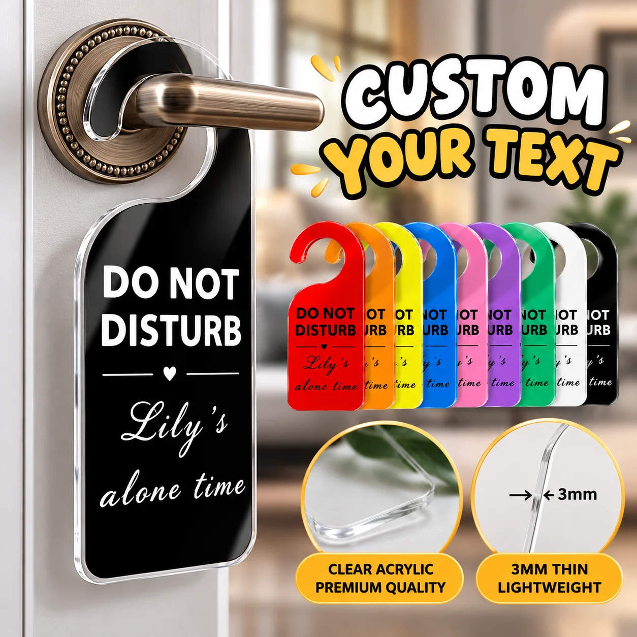 Custom Door Hanger Acrylic Door Hanger Personalized Your Text Logo Name Desigh Do Not Disturb Sign Room Sign Door Hanger Decor
