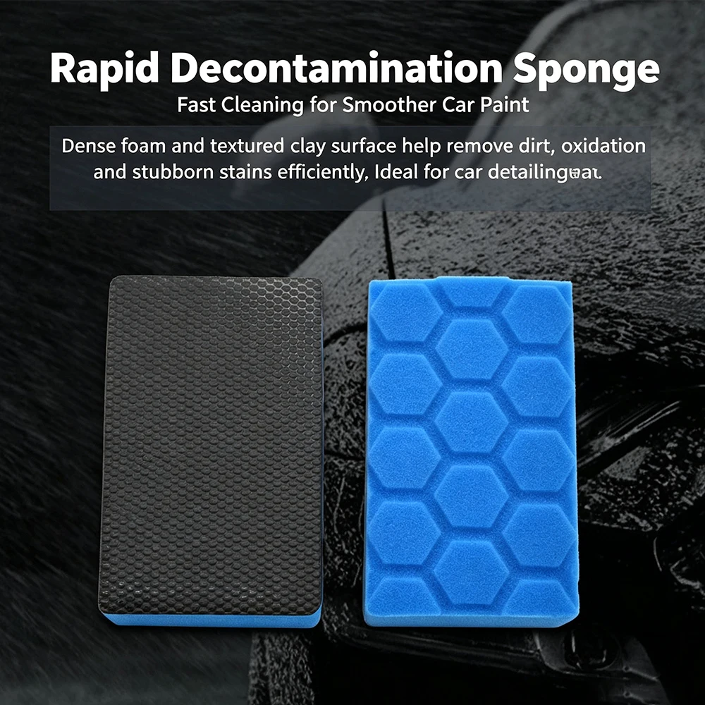 Car Paint Decontamination Clay Sponge Honeycomb Magic Clay Bar Pad Remove Iron Powder Overspray Oxidation Tree Sap Car Wash Tool