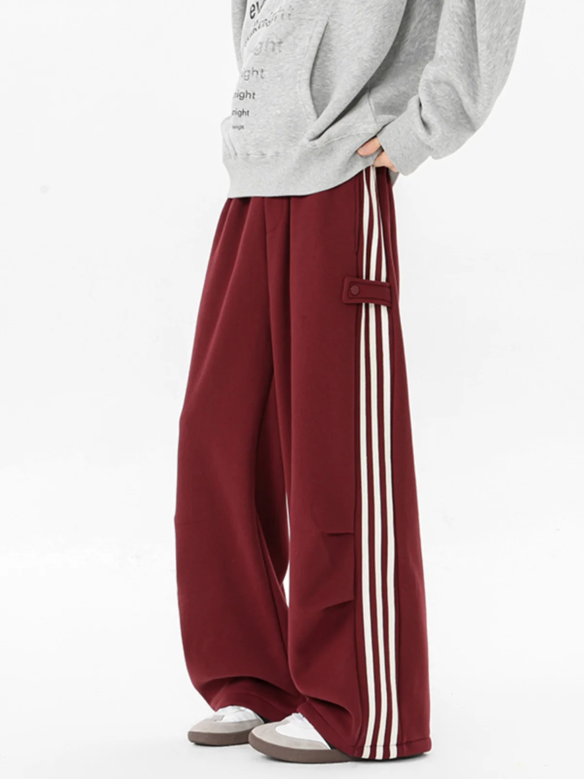 

Olivella Fce Lined Tee Stripe Casual Pants Men's Thi Wide Leg Sweatpants Winter Spor Trousers Loose Straight Cut Ela...