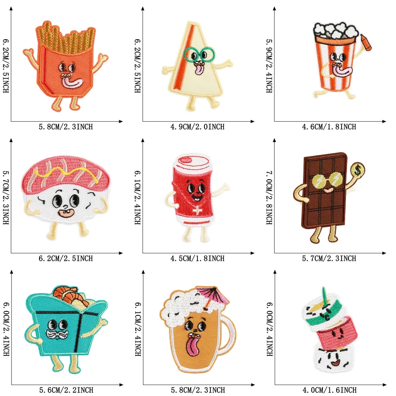 22 Stück süße Kuchen-Aufnäher zum Aufbügeln, leckeres Essen für Kleidung, bestickte Aufkleber für Kinder, Stoff-Aufnäher-Set, Cartoon-Jacken-Aufnäher zum Nähen – Detail 4