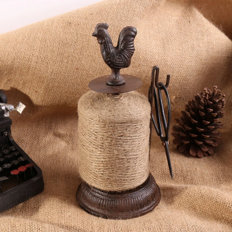 Vintage Cast Iron Rooster Thread Spool Ornamental Metal Bobbin Reel Gift and Craft Accessories for Home Decor Art Collection