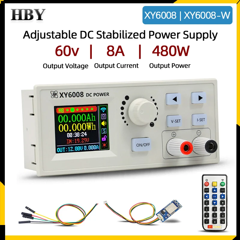 

XY6008 CNC Dc-dc регулируемый источник питания 60 в/8A/480 Вт понижающий модуль регулятор напряжения 1,8 'цветной дисплей с пультом дистанционного управления
