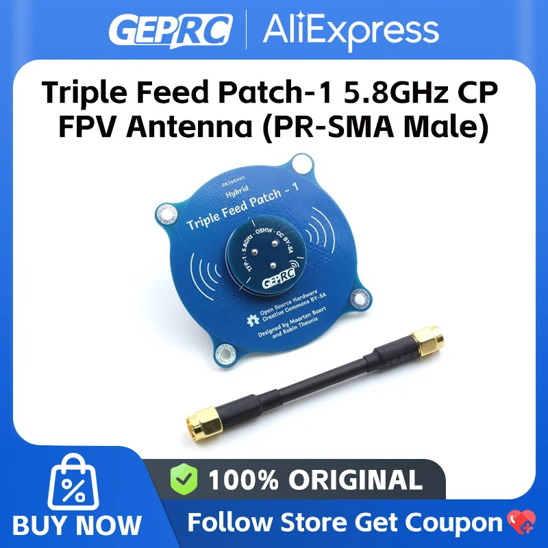 GEPRC Triple Feed Patch-1 5.8G 9.4DBI Circular Polarized FPV Antenna for RHCP LHCP for RC Fatshark Skyzone FPV  PR-SMA Male