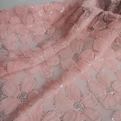 130cm New Multi-color Mesh Lace Embroidered Mesh Gauze Three-dimensional Sequin Embroidered Lace Fabric DIY women's Skirt Fabric