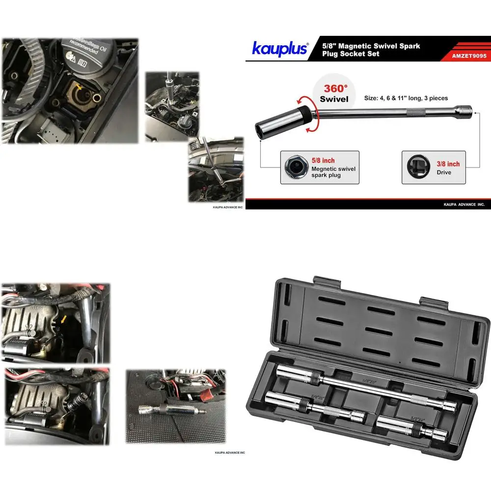 

Магнитный привод 3/8 дюйма, набор поворотных головок для свечей зажигания, 3 шт., 5/8 дюйма, универсальный магнитный сервисный комплект для свечей зажигания, 3 предмета — 4 дюйма, 6 дюймов и 1