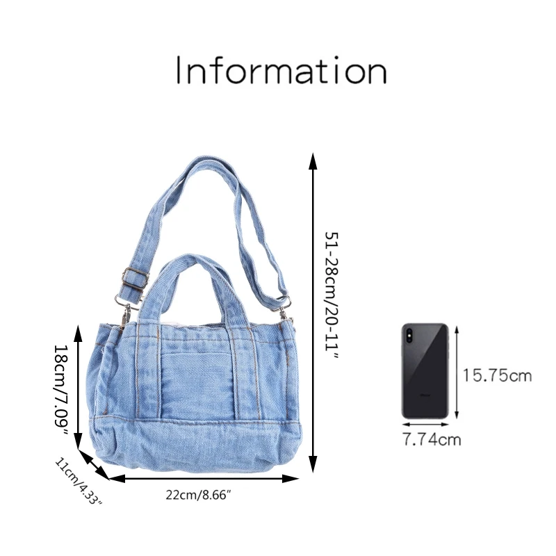 Borsa da donna in denim Borsa a tracolla da donna Borsa a tracolla Tote Messenger Borsa a tracolla E74B