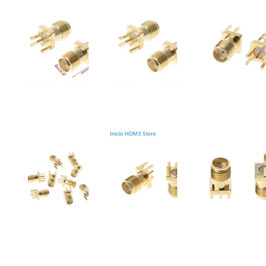 A5YD 10 Pcs SMA Female Solder 1.6mm Space PCB Mount Straight RF Connector