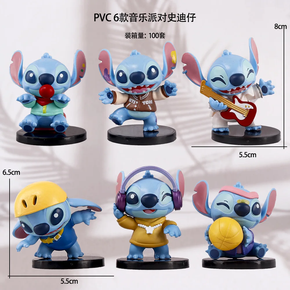 Anime CAN o Stitch Figurines pour Enfants, Action Figure, Pendentif, Ornement, Poupées Collection, Modèle Jouets, Cadeau, 6Pcs, Ensemble