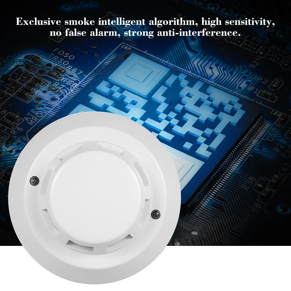 Wired Photoelectric Smoke Detector High Sensitive Smoke Alarm Sensor Fire Alert Protection Anti Burning Connect to Wired Zone