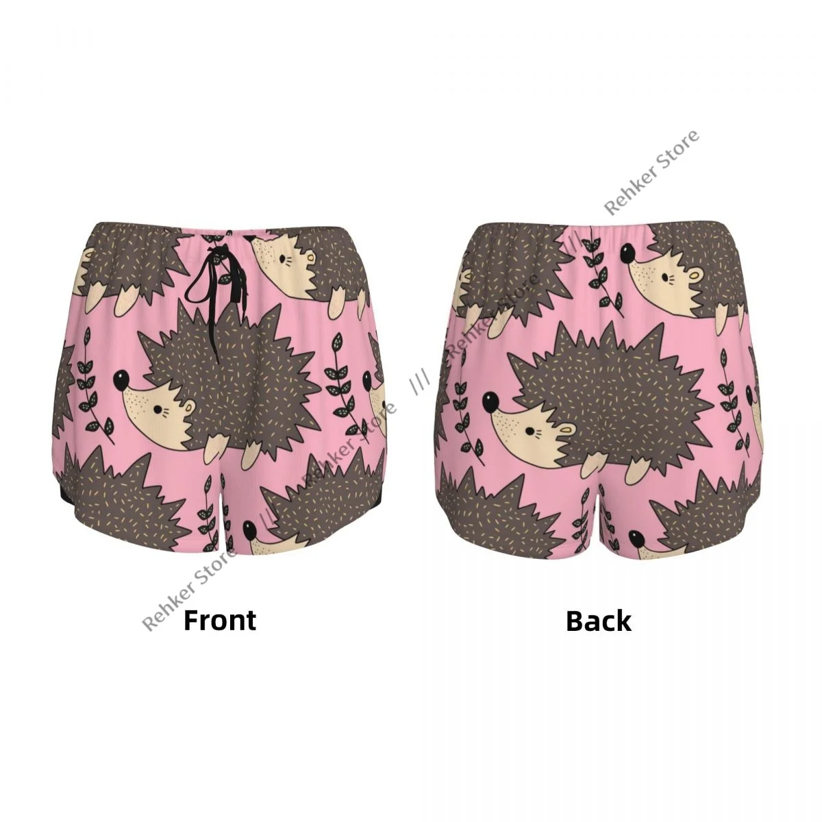 Cute Forest Hedgehogs Women's Double Layered Quick-Dry Athletic Shorts for Outdoor Leisure Running Fitness Workout Sport