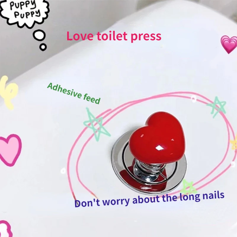 Colored heart shape toilet press switch button tank flush Nail salon toilet seat pump cover hand pressure toilet accessories