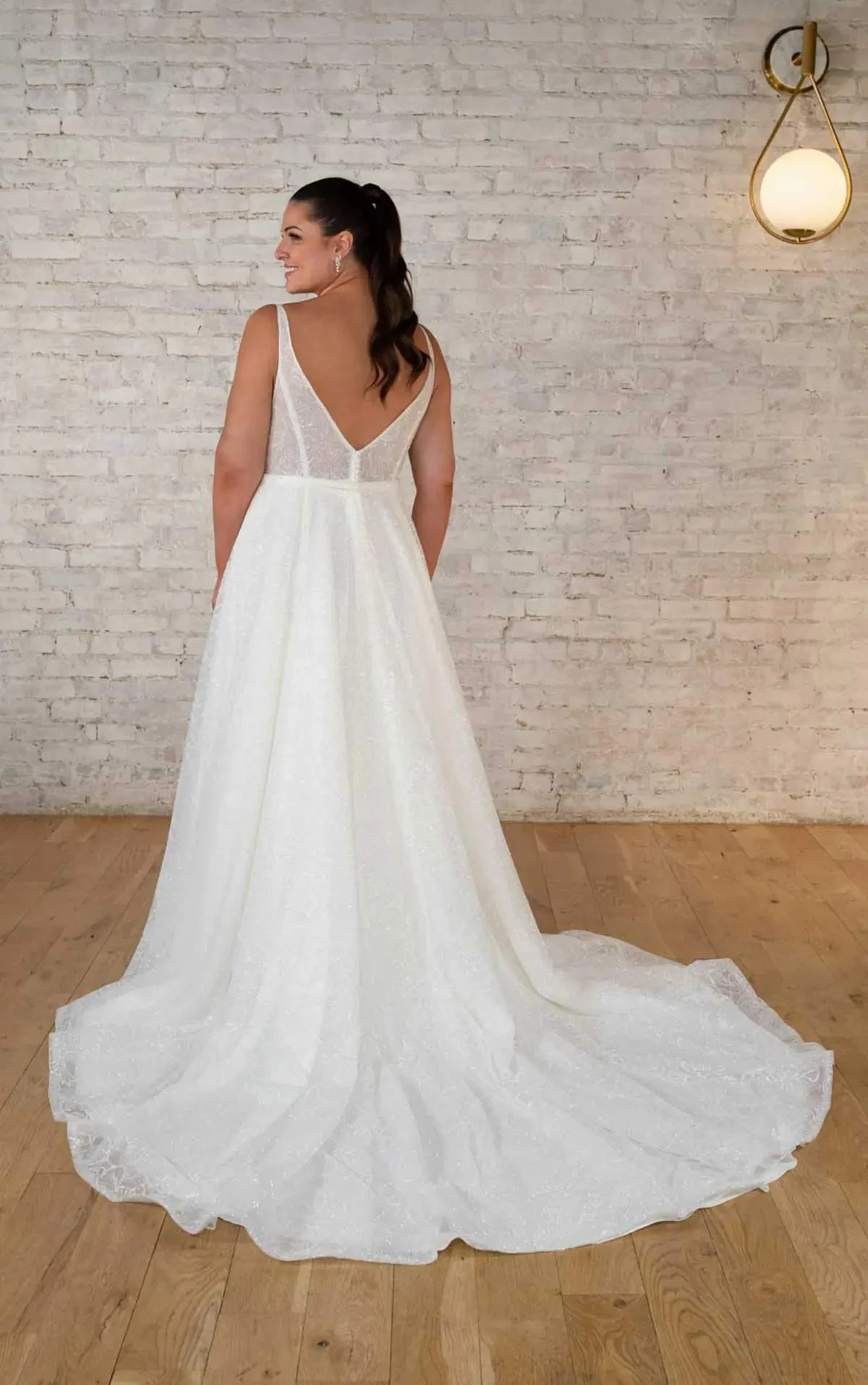 Abiti da sposa taglie forti senza schienale a-line con scollo a v paillettes pizzo Boho abito da sposa bohémien abiti da sposa Vestidos De Novia