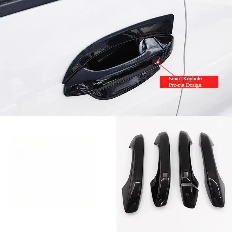 

Черные декоративные накладки для Kia K5 2020-2025: наклейки на дверные ручки и чаши дверей (наружные)