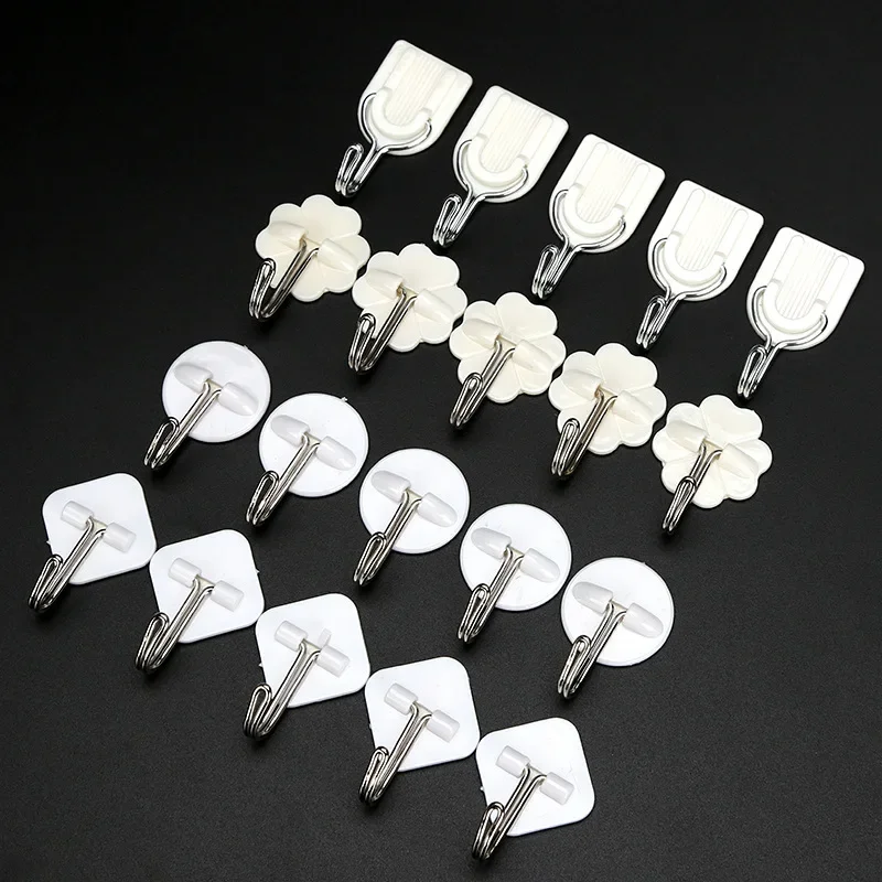 

10PCs Strong Adhesive Wall Sticky Hooks 180 Degree Rotating Stick for Kitchen Bathroom Key Holder Hanging hooks 4 Styles