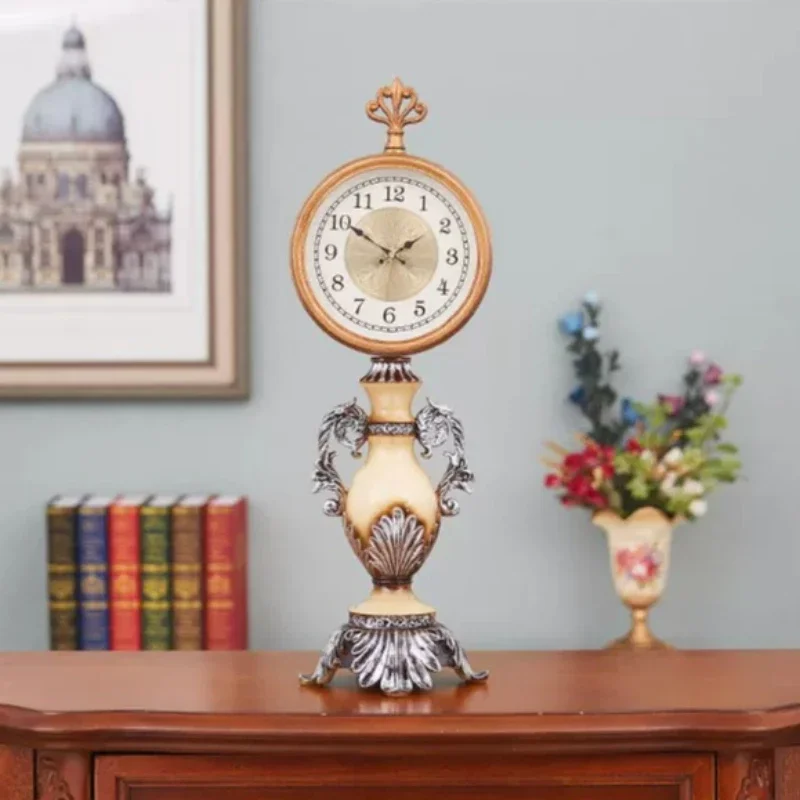 American Vintage Table Clock Exquisite Decorate Living Room Entrance Table Clock Luxury Modern Reloj Decorativo Home Decor HQ40Z