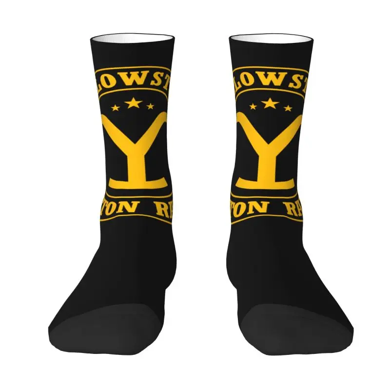 Novelty Men's Yellowstone Dutton Ranch Dress Socks Unisex Comfortable Warm 3D Printed Crew Socks
