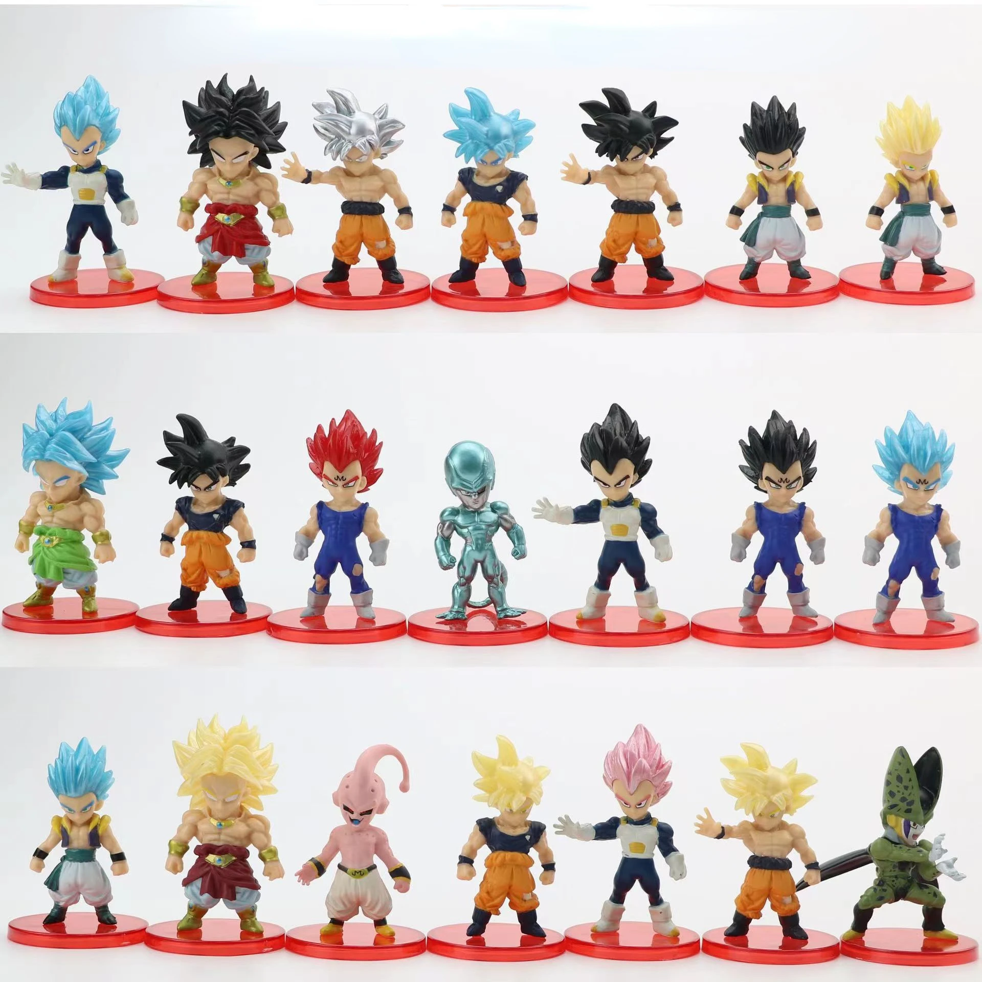 21Pcs/Set Dragon Ball Z Anime Figure Toys Son Goku Buu Vegeta Frieza Super Saiyan PVC Collectible Model Dolls Birthday Gifts