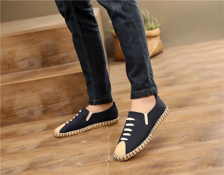 Summer Fisherman Shoes New Men Linen Canvas Shoes Fashion Trend Men Casual Shoes Comfortable Espadrilles Classic Slip on Loafers