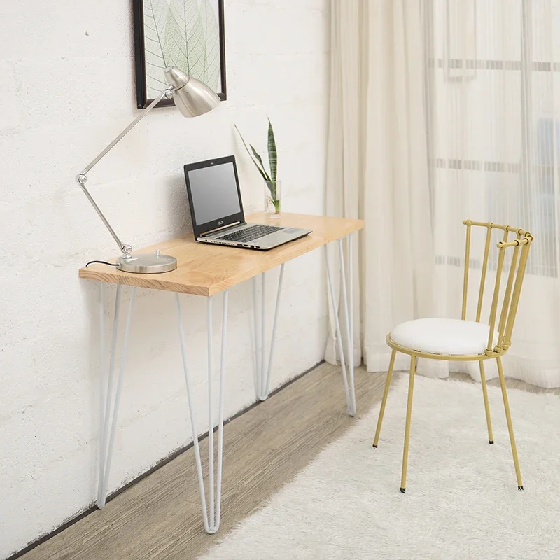 

Custom Computer Desk Home Bedroom Desktop Nordic Simple Modern Solid Wood Wrought Iron Office Desk Student Desk Minimalist