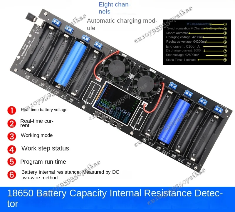 

Аккумуляторная батарея 18650 ночного канала, детектор внутреннего сопротивления, автоматическая зарядка, разрядка 2,4 дюйма, цветной экран