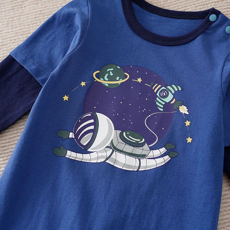 Newborn Clothing Casual Astronaut Printed Cotton Comfortable And Soft Spring And Autumn Long Sleeved 0-18 Baby Jumpsuit