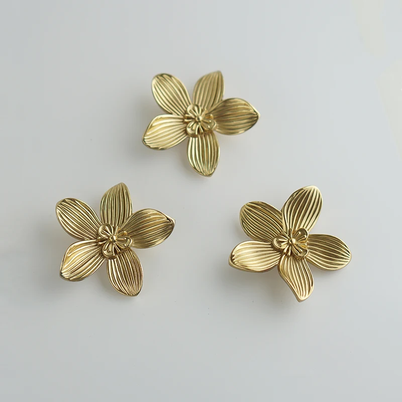 Solid Flower Brass Drawer Cabinet Door Knob Shoes Cabinet Furniture Handle Gold Decoration Pulls Hardware