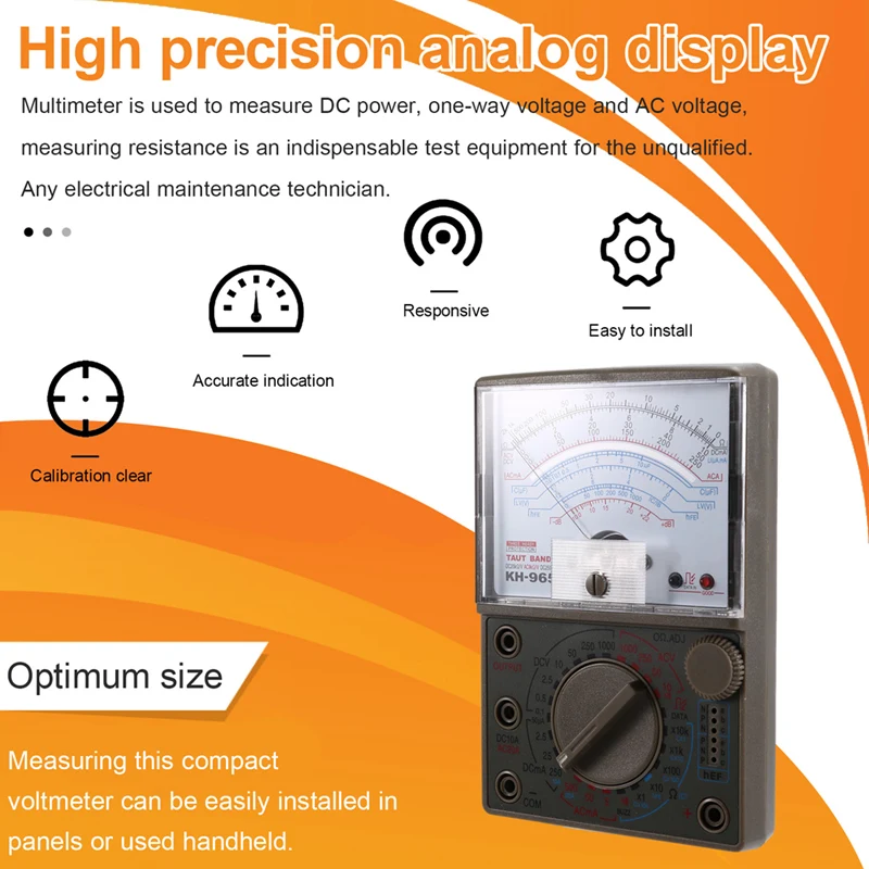 KH-965 Analog Multimeter Mechanical Pointer Meter AC/DC Voltage Current Resistance Meter With Test Pen Multi Tester