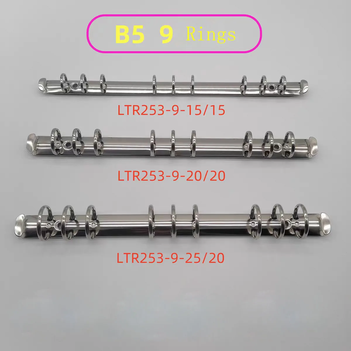 

2PCS B5 15/20/25MM Ring Mechanism 9 Rings 253MM With Screws