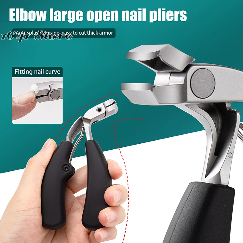 （NEW）1x Curved Head Nail Clippers With Large Opening Anti-splash Storage Nail Scissors For The Elderly Thick Toenails Heavy Duty