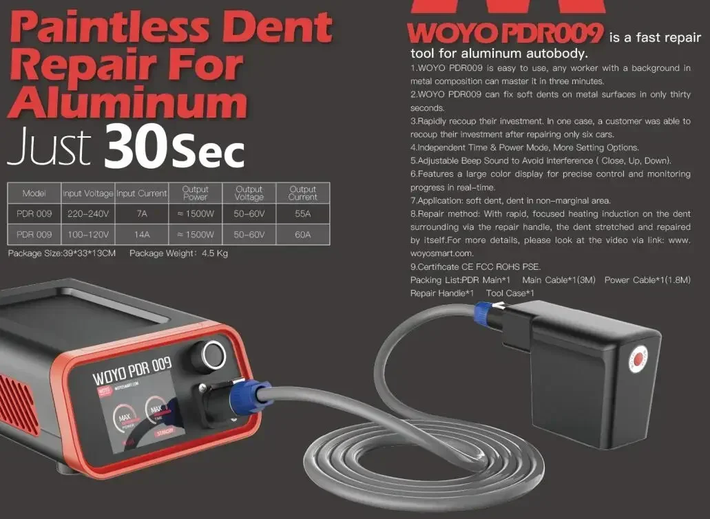 2025WOYO PDR009 1500 واط جسم السيارة دنت مجتذب دنت آلة إصلاح سريعة للألمنيوم المغناطيسي جهاز تسخين حثي صندوق ساخن خط الضوء
