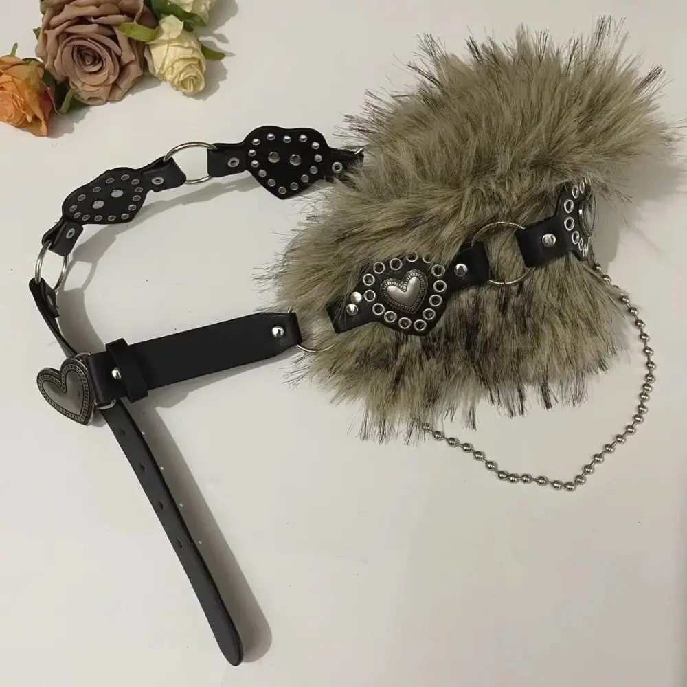 خليط القلب الجلود الفراء حزام فو الفراء بولي Leather الجلود أفخم حزام فتاة حار نمط الجينز ديكور فروي حزام فستان الديكور