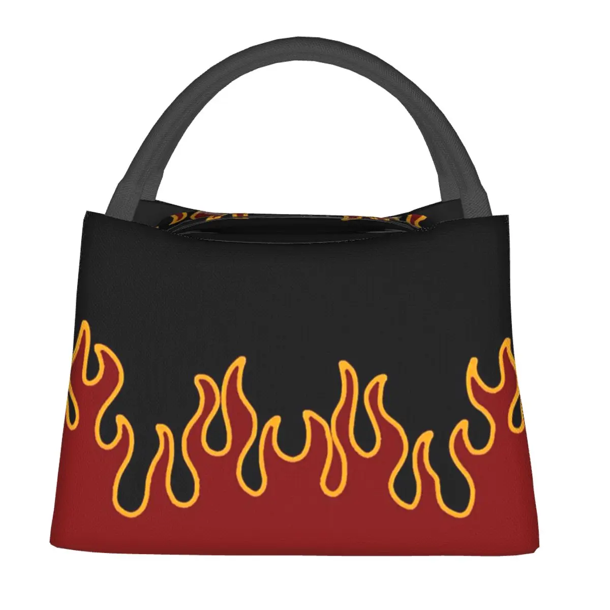 

Термосумка для обедов с изоляцией и принтом «Большие огненные пламена» для женщин и детей, портативный термоконтейнер для еды