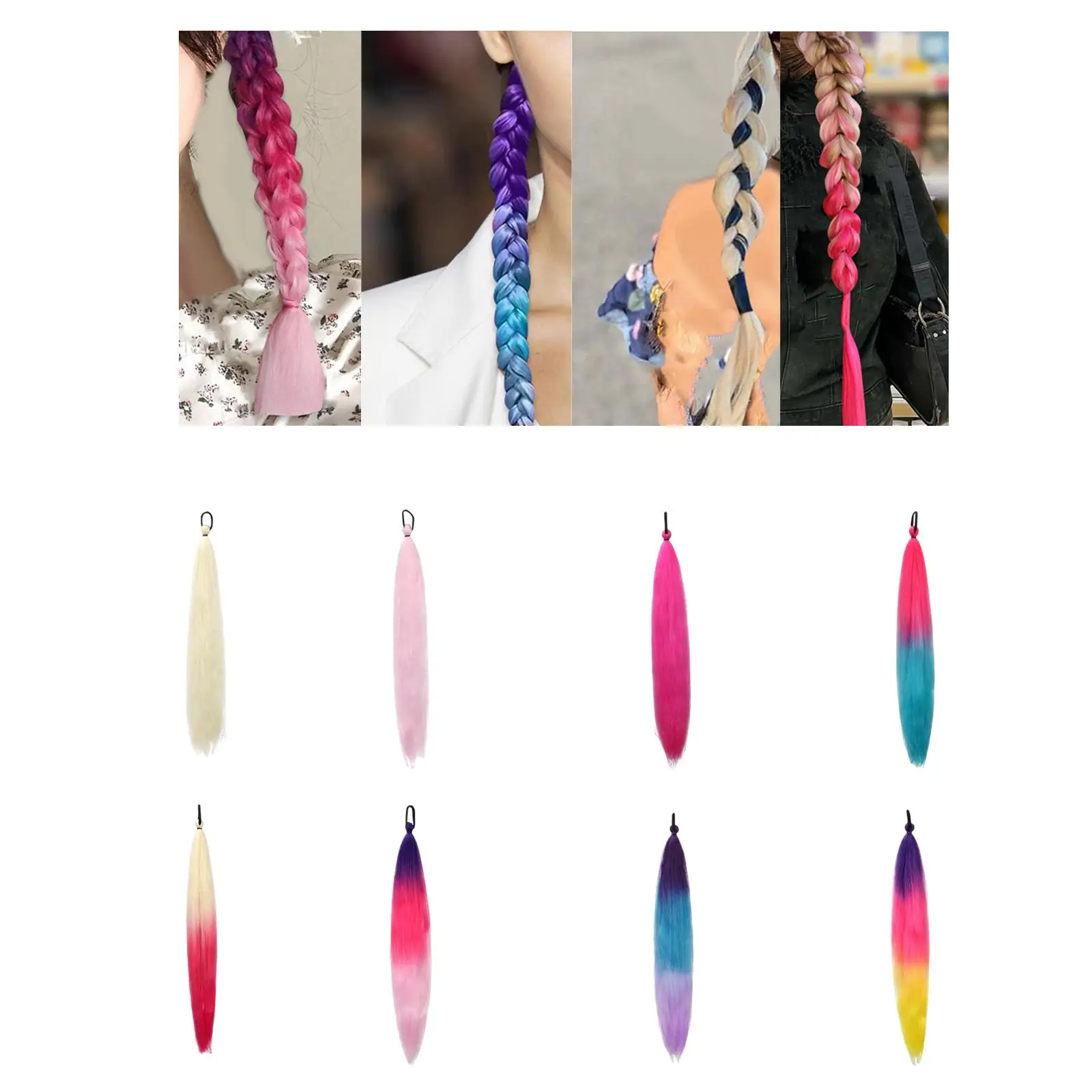 Rambut Palsu Ekor Kuda Ekstensi Rambut Halus 65Cm DIY Lembut dengan Ikat Rambut untuk Liburan Halloween Ulang Tahun Wanita Riasan Harian