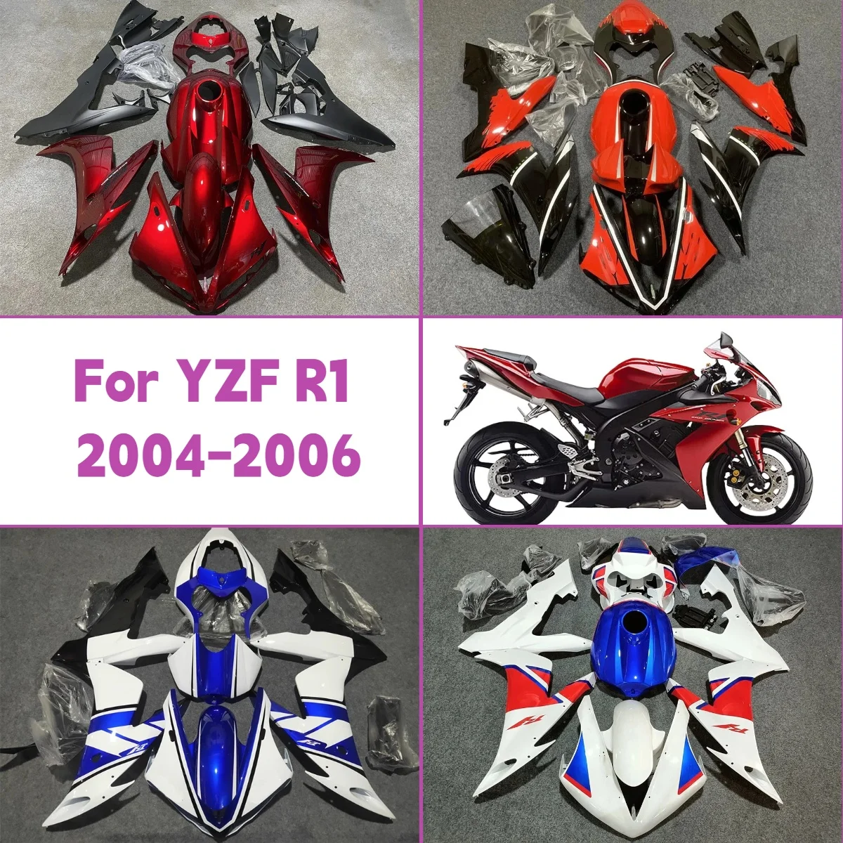

For 2004 2005 2006 Yamaha YZF R1 Easy Install Plastic Part Bodywork Kit Motorcycle Fairings 04 05 06 YZFR1 Fairing Set