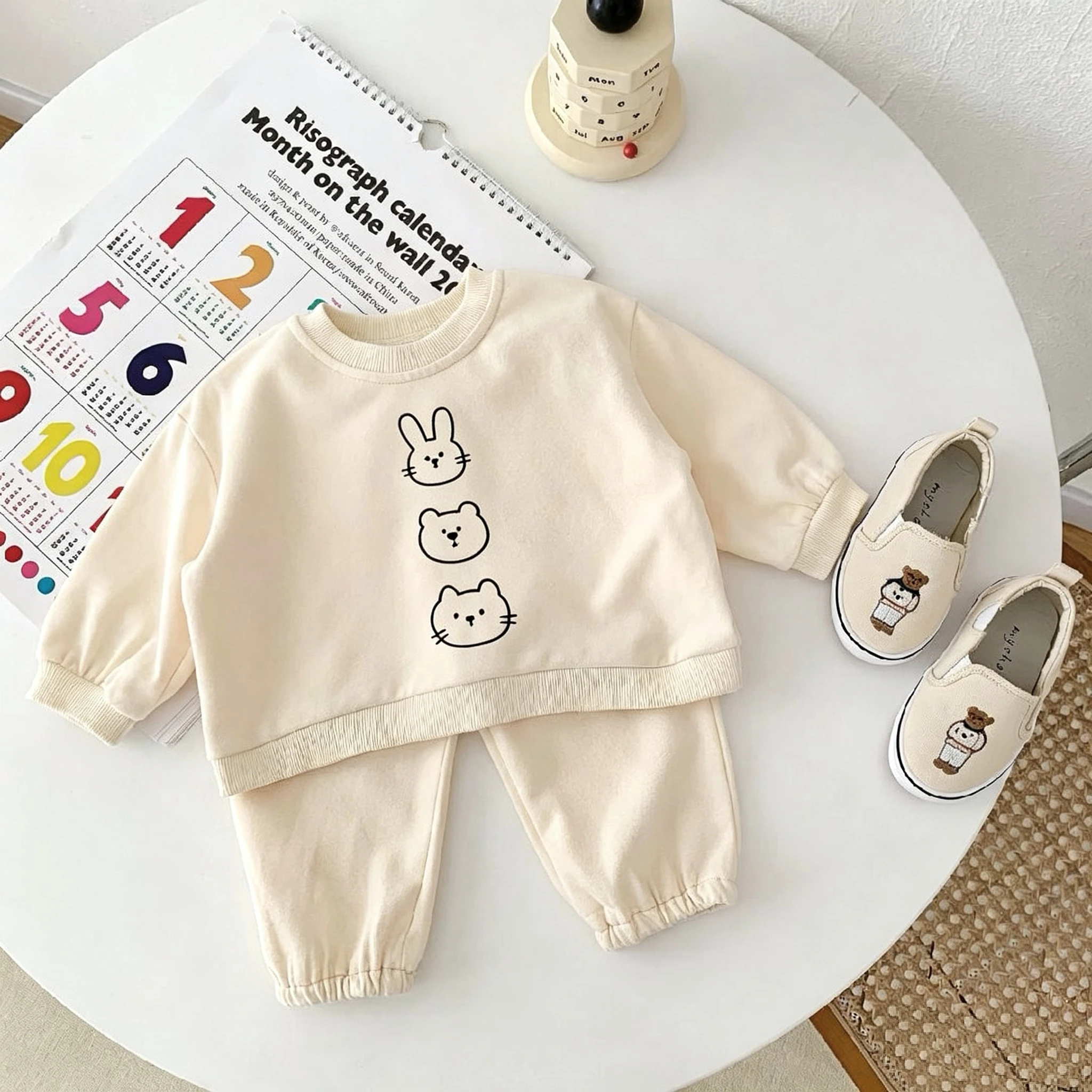 Fashion Simple Children 2pc/set Autumn Clothing Loose Casual Kids Tracksuits Sweatshirts + Trousers Suit Kids Hoodie Outfits