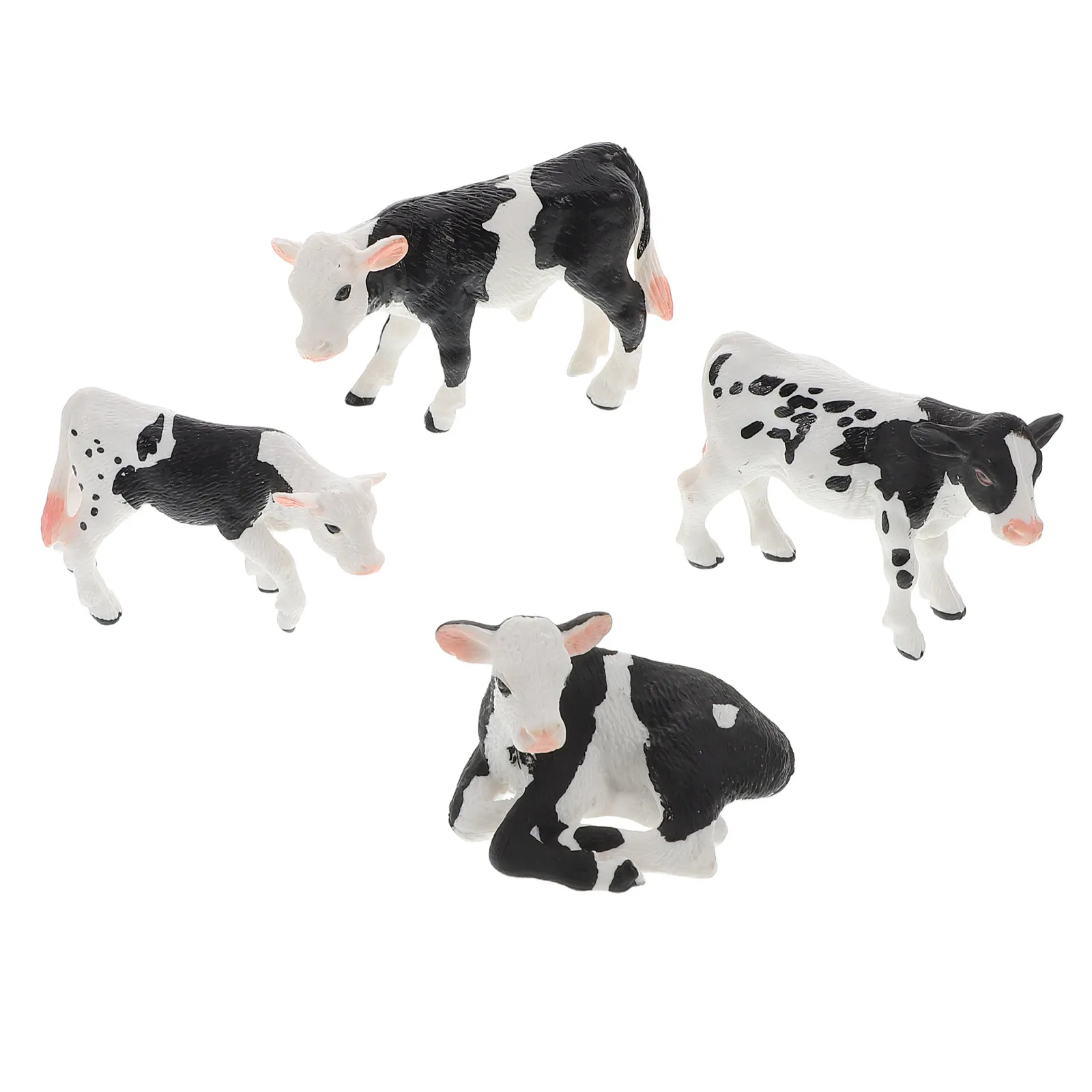 

4Pcs Animal Simulation Cow Calf Set Realistic Farm Figures for Kids Home Cake Decoration Educational Play Milk Cow Toys for Kids